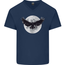 Raven Moon Vikings Mens V-Neck Cotton T-Shirt Navy Blue