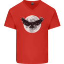 Raven Moon Vikings Mens V-Neck Cotton T-Shirt Red