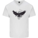 Raven Moon Vikings Mens V-Neck Cotton T-Shirt White