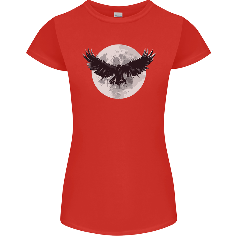 Raven Moon Vikings Womens Petite Cut T-Shirt Red
