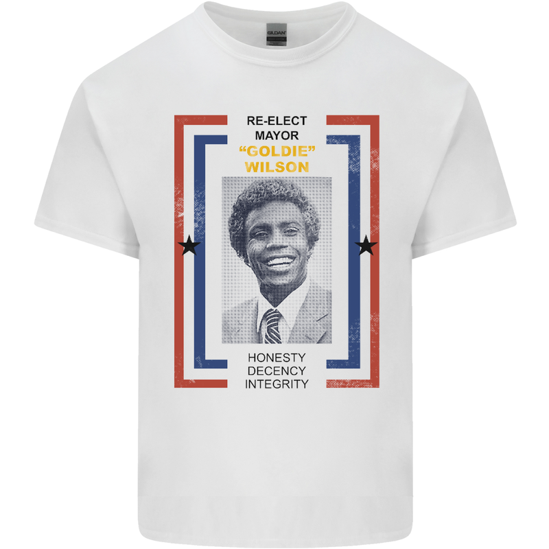 Re-Elect Mayor Goldie Wilson 80's Movie Kids T-Shirt Childrens White