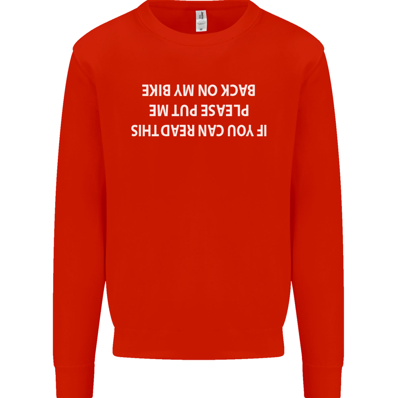 Read this Cycling Cyclist Bicycle Funny Kids Sweatshirt Jumper Bright Red