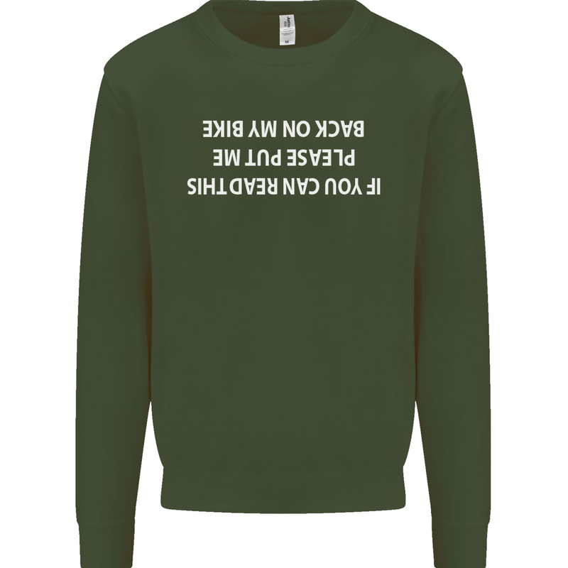 Read this Cycling Cyclist Bicycle Funny Kids Sweatshirt Jumper Forest Green