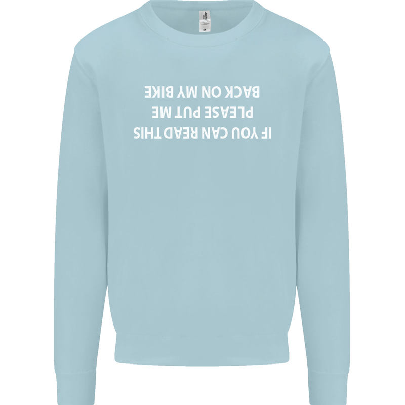 Read this Cycling Cyclist Bicycle Funny Kids Sweatshirt Jumper Light Blue