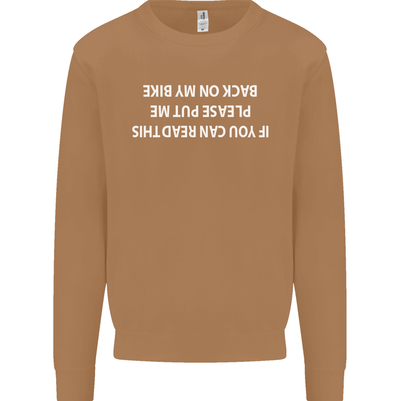 Read this Cycling Cyclist Bicycle Funny Mens Sweatshirt Jumper Caramel Latte