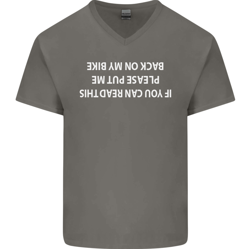 Read this Cycling Cyclist Bicycle Funny Mens V-Neck Cotton T-Shirt Charcoal