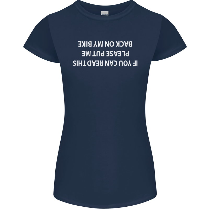 Read this Cycling Cyclist Bicycle Funny Womens Petite Cut T-Shirt Navy Blue