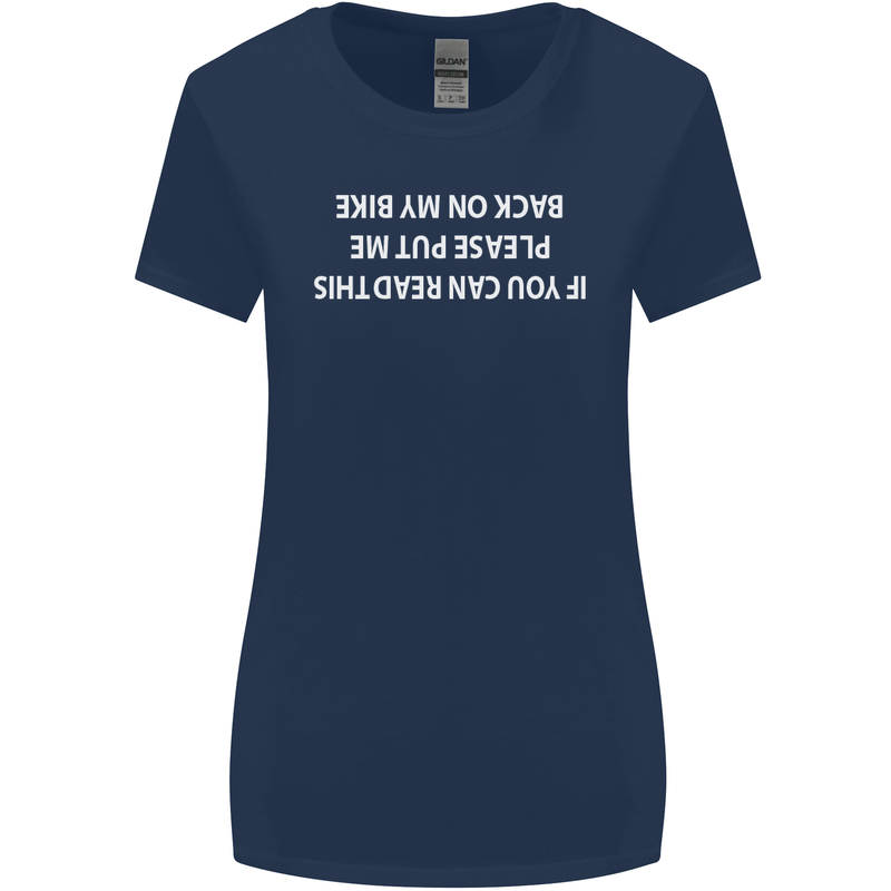 Read this Cycling Cyclist Bicycle Funny Womens Wider Cut T-Shirt Navy Blue