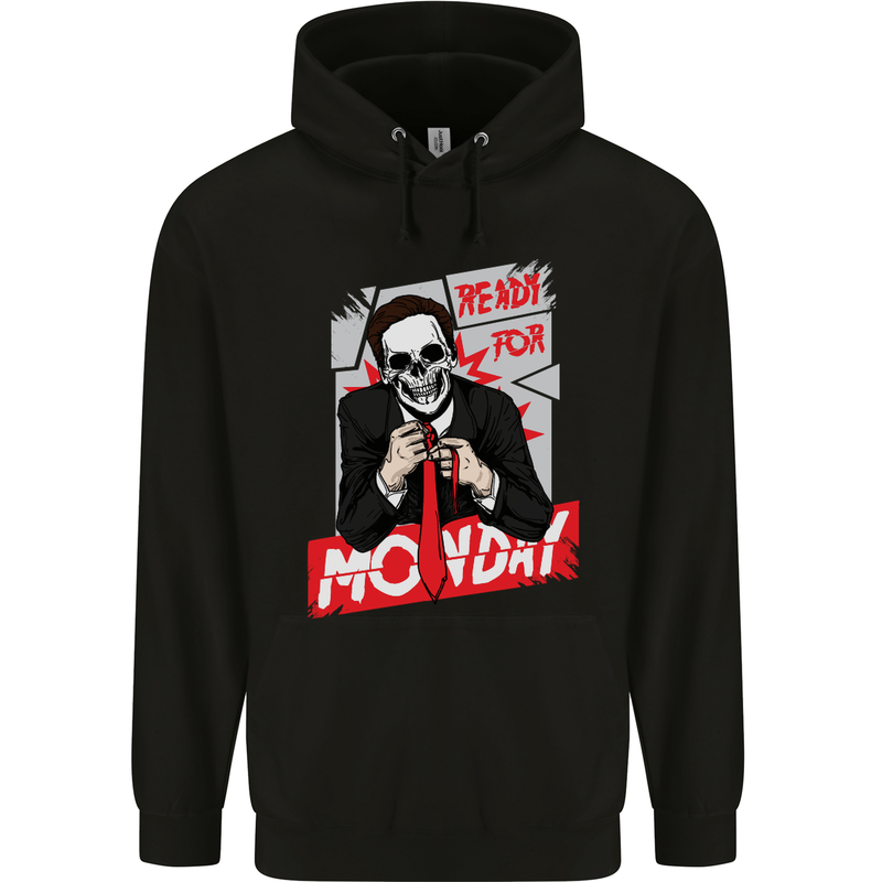 Ready for Monday Funny Work Skull Mens Hoodie Black