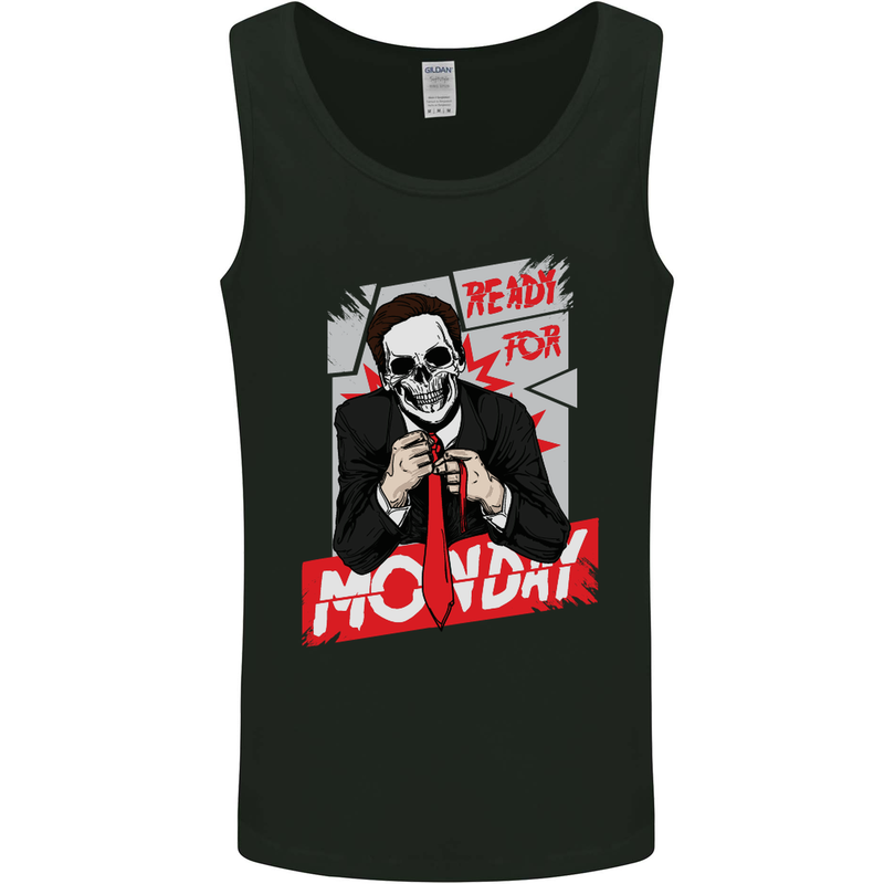 Ready for Monday Funny Work Skull Mens Vest Tank Top Black