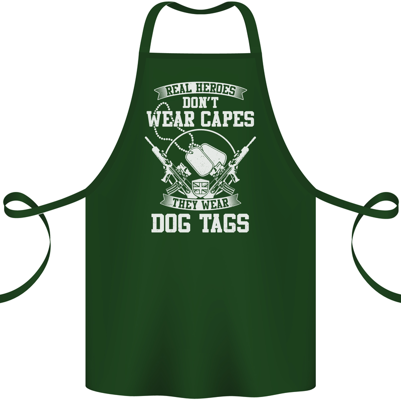 Real Heroes Wear Dog Tags Veteran Army Cotton Apron 100% Organic Forest Green