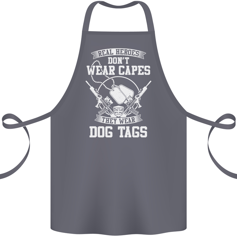 Real Heroes Wear Dog Tags Veteran Army Cotton Apron 100% Organic Steel