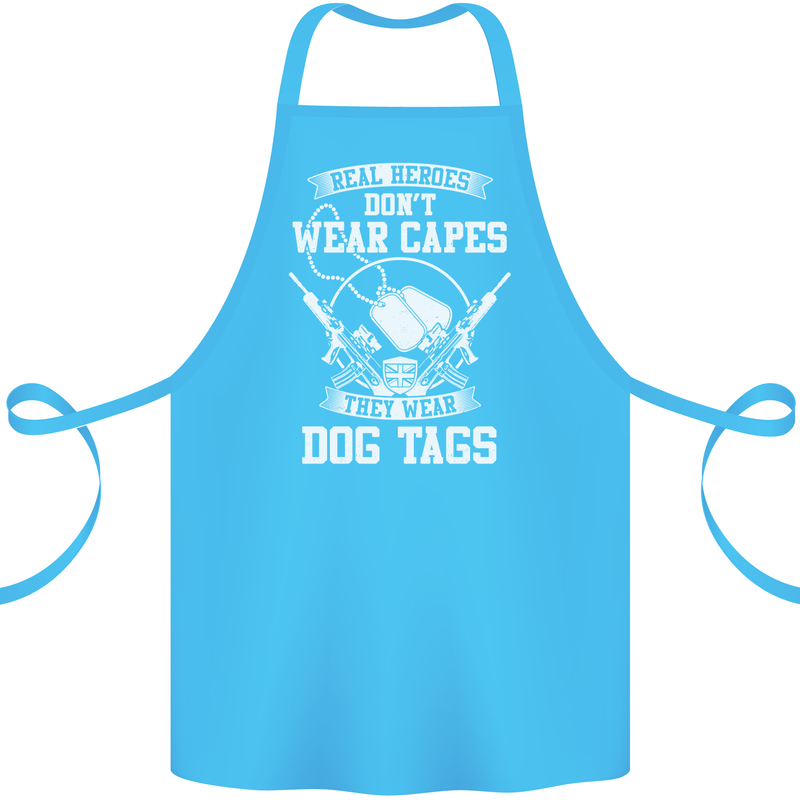 Real Heroes Wear Dog Tags Veteran Army Cotton Apron 100% Organic Turquoise