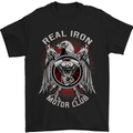 Real Iron Motorcycle Motorbike Biker Mens T-Shirt Cotton Gildan Black