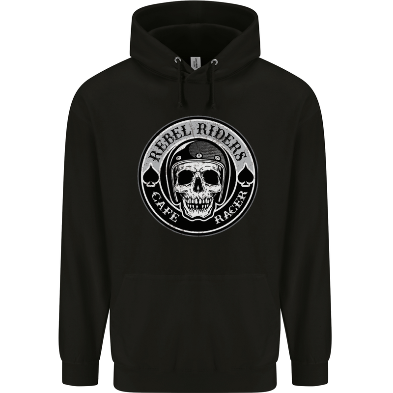 Rebel Cafe Racer Biker Motorbike Motorcycle Childrens Kids Hoodie Black