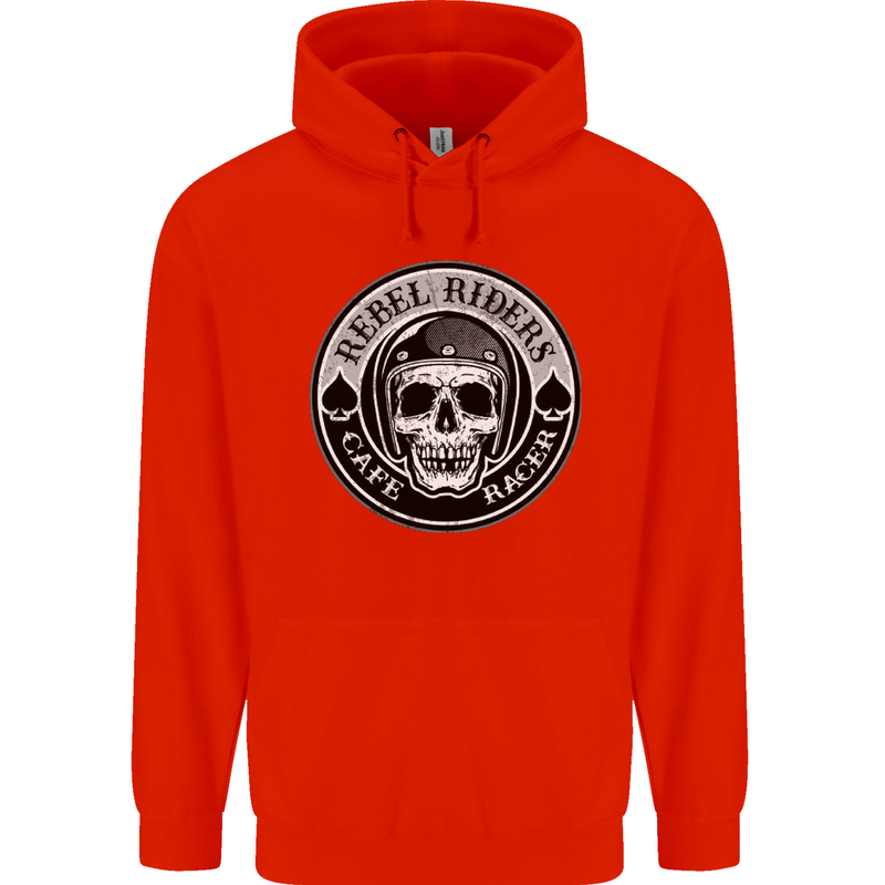 Rebel Cafe Racer Biker Motorbike Motorcycle Childrens Kids Hoodie Bright Red