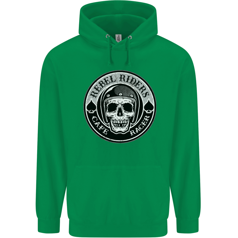 Rebel Cafe Racer Biker Motorbike Motorcycle Childrens Kids Hoodie Irish Green