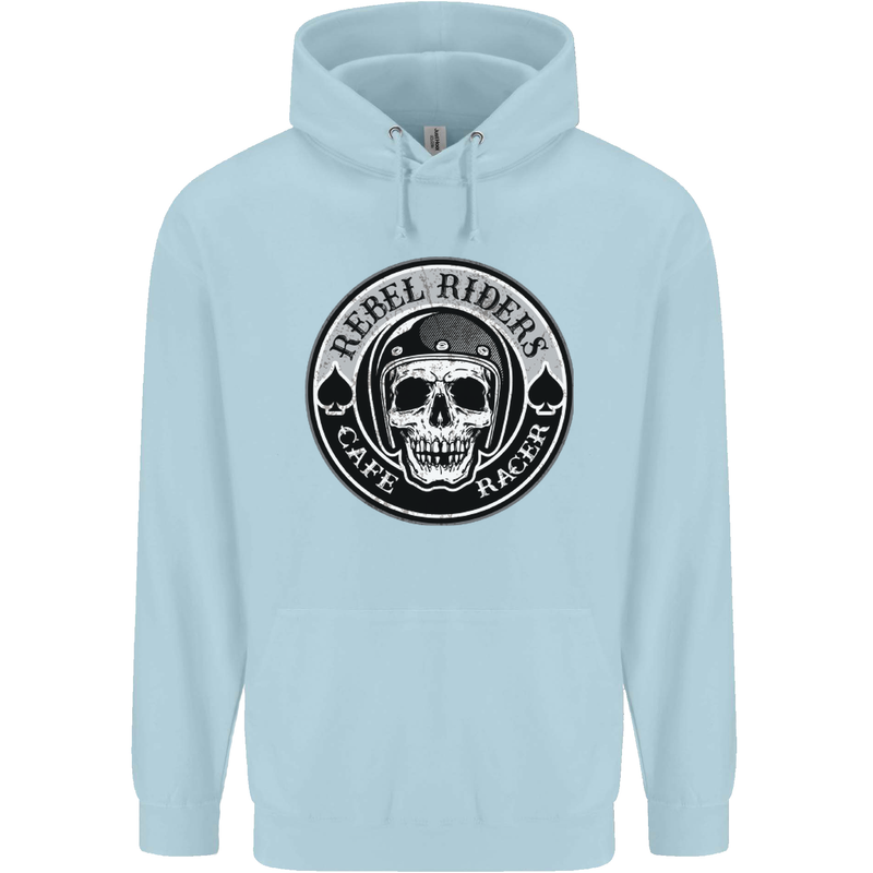 Rebel Cafe Racer Biker Motorbike Motorcycle Childrens Kids Hoodie Light Blue
