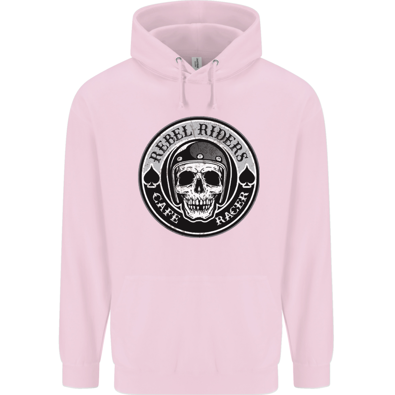 Rebel Cafe Racer Biker Motorbike Motorcycle Childrens Kids Hoodie Light Pink
