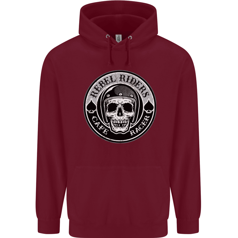 Rebel Cafe Racer Biker Motorbike Motorcycle Childrens Kids Hoodie Maroon