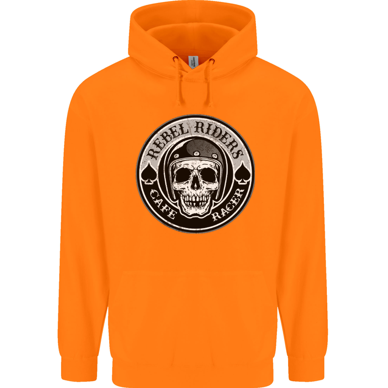 Rebel Cafe Racer Biker Motorbike Motorcycle Childrens Kids Hoodie Orange