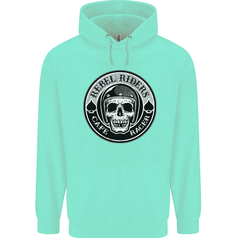 Rebel Cafe Racer Biker Motorbike Motorcycle Childrens Kids Hoodie Peppermint