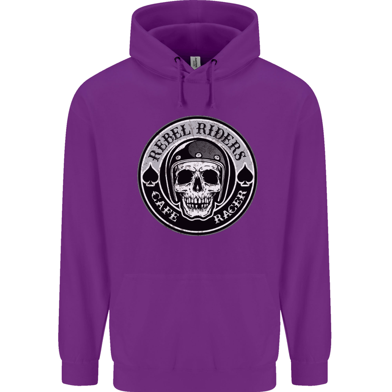 Rebel Cafe Racer Biker Motorbike Motorcycle Childrens Kids Hoodie Purple