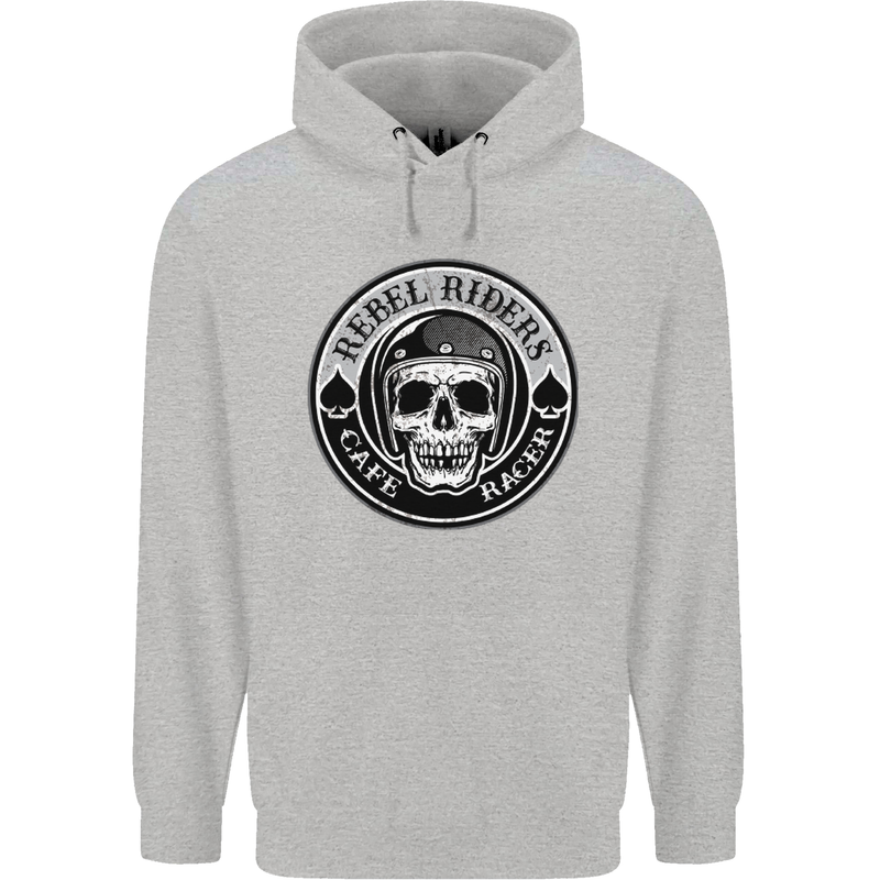 Rebel Cafe Racer Biker Motorbike Motorcycle Childrens Kids Hoodie Sports Grey