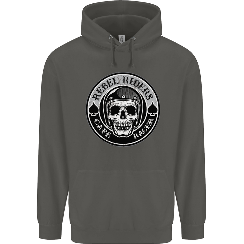 Rebel Cafe Racer Biker Motorbike Motorcycle Childrens Kids Hoodie Storm Grey