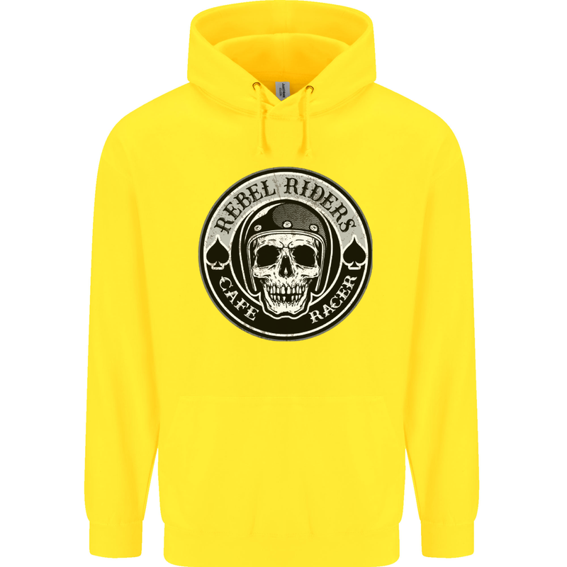 Rebel Cafe Racer Biker Motorbike Motorcycle Childrens Kids Hoodie Yellow