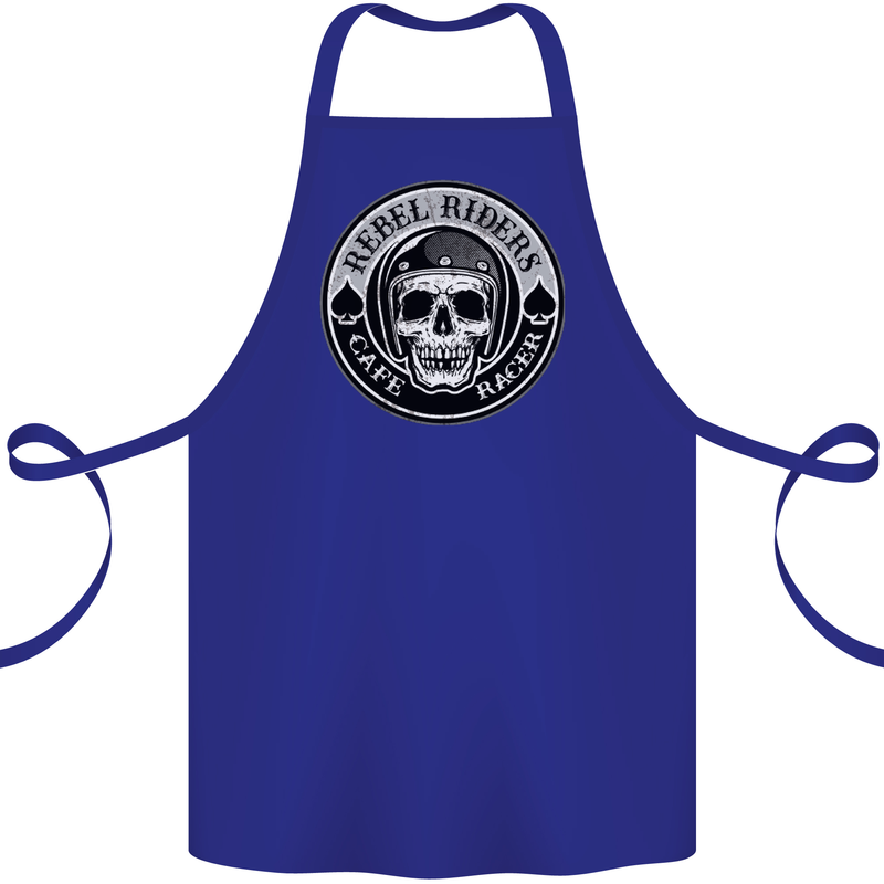 Rebel Cafe Racer Biker Motorbike Motorcycle Cotton Apron 100% Organic Royal Blue