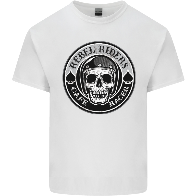 Rebel Cafe Racer Biker Motorbike Motorcycle Kids T-Shirt Childrens White