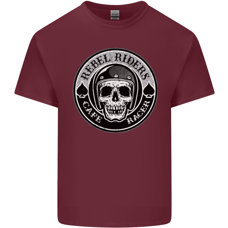 Rebel Cafe Racer Biker Motorbike Motorcycle Mens Cotton T-Shirt Tee Top Maroon