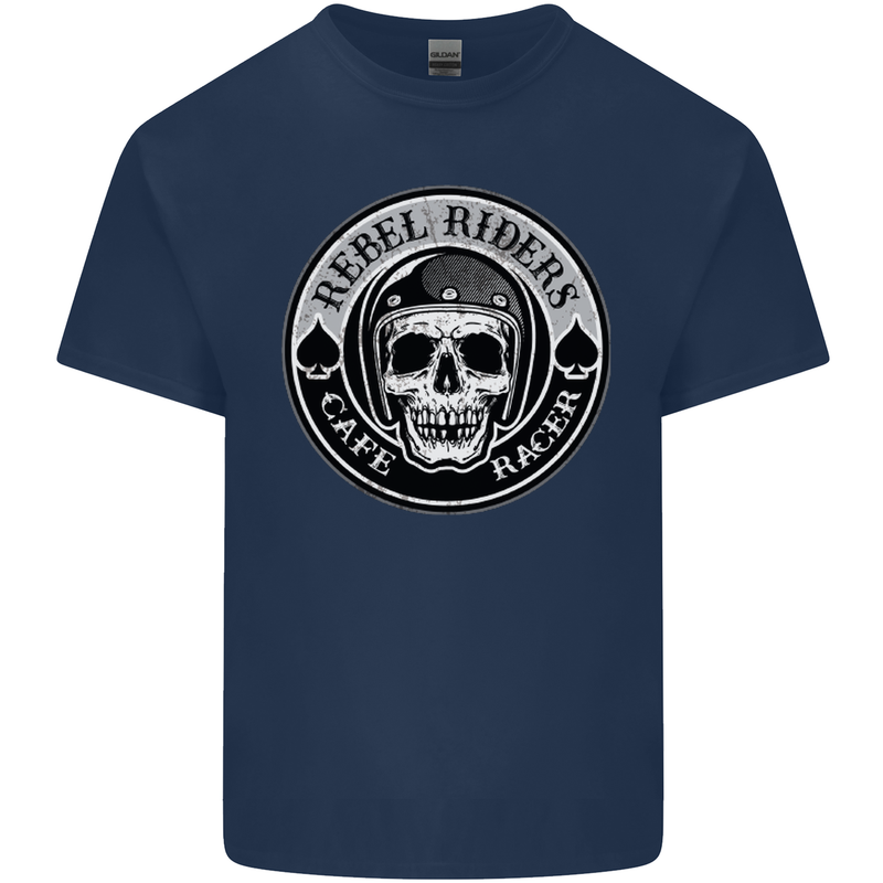 Rebel Cafe Racer Biker Motorbike Motorcycle Mens Cotton T-Shirt Tee Top Navy Blue