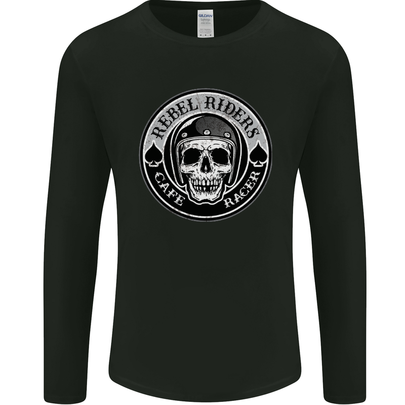 Rebel Cafe Racer Biker Motorbike Motorcycle Mens Long Sleeve T-Shirt Black