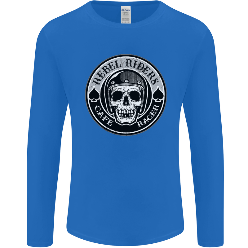 Rebel Cafe Racer Biker Motorbike Motorcycle Mens Long Sleeve T-Shirt Royal Blue