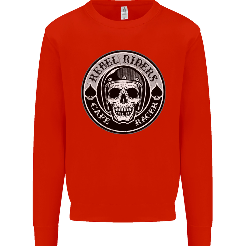 Rebel Cafe Racer Biker Motorbike Motorcycle Mens Sweatshirt Jumper Bright Red