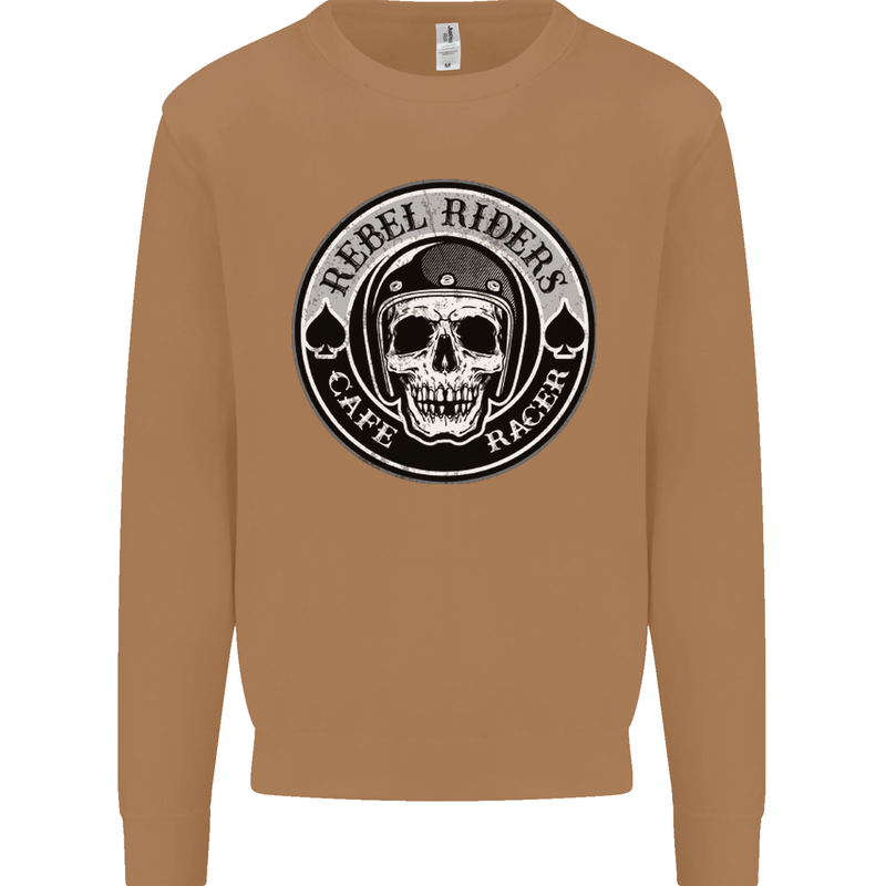 Rebel Cafe Racer Biker Motorbike Motorcycle Mens Sweatshirt Jumper Caramel Latte