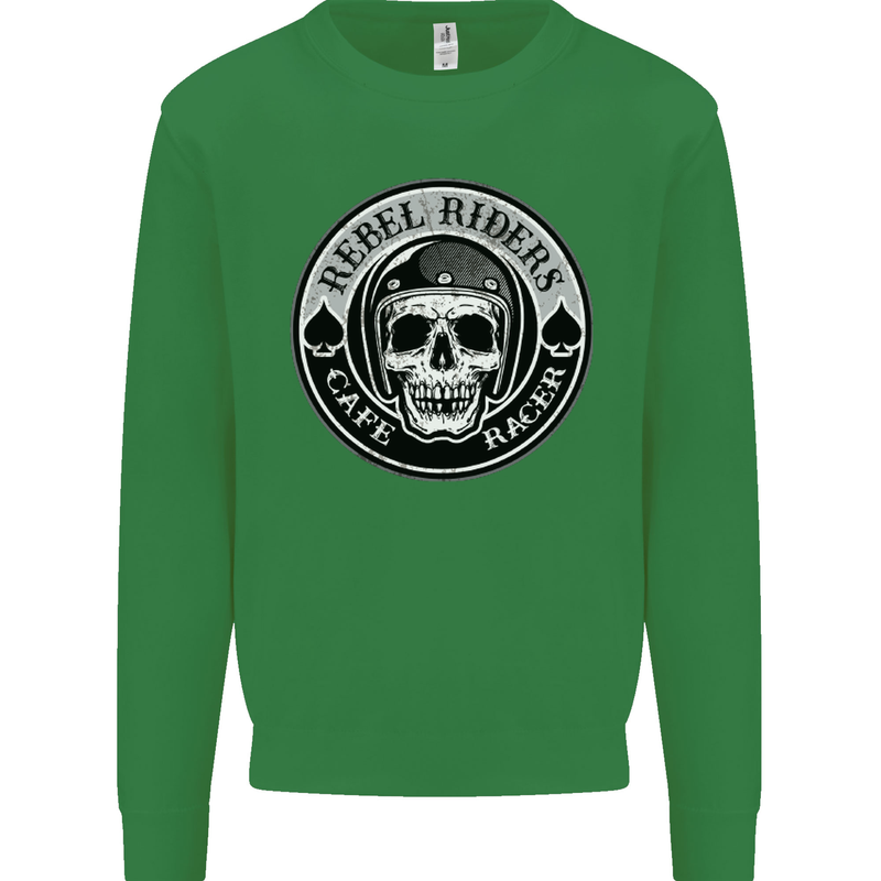 Rebel Cafe Racer Biker Motorbike Motorcycle Mens Sweatshirt Jumper Irish Green