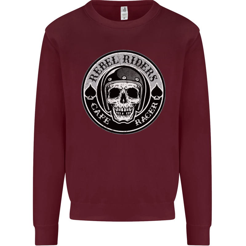 Rebel Cafe Racer Biker Motorbike Motorcycle Mens Sweatshirt Jumper Maroon