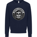 Rebel Cafe Racer Biker Motorbike Motorcycle Mens Sweatshirt Jumper Navy Blue