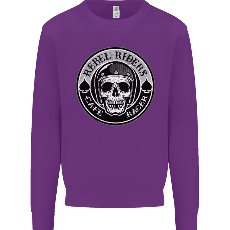 Rebel Cafe Racer Biker Motorbike Motorcycle Mens Sweatshirt Jumper Purple