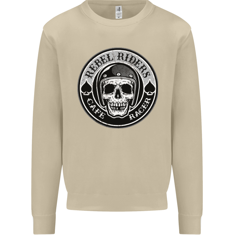 Rebel Cafe Racer Biker Motorbike Motorcycle Mens Sweatshirt Jumper Sand