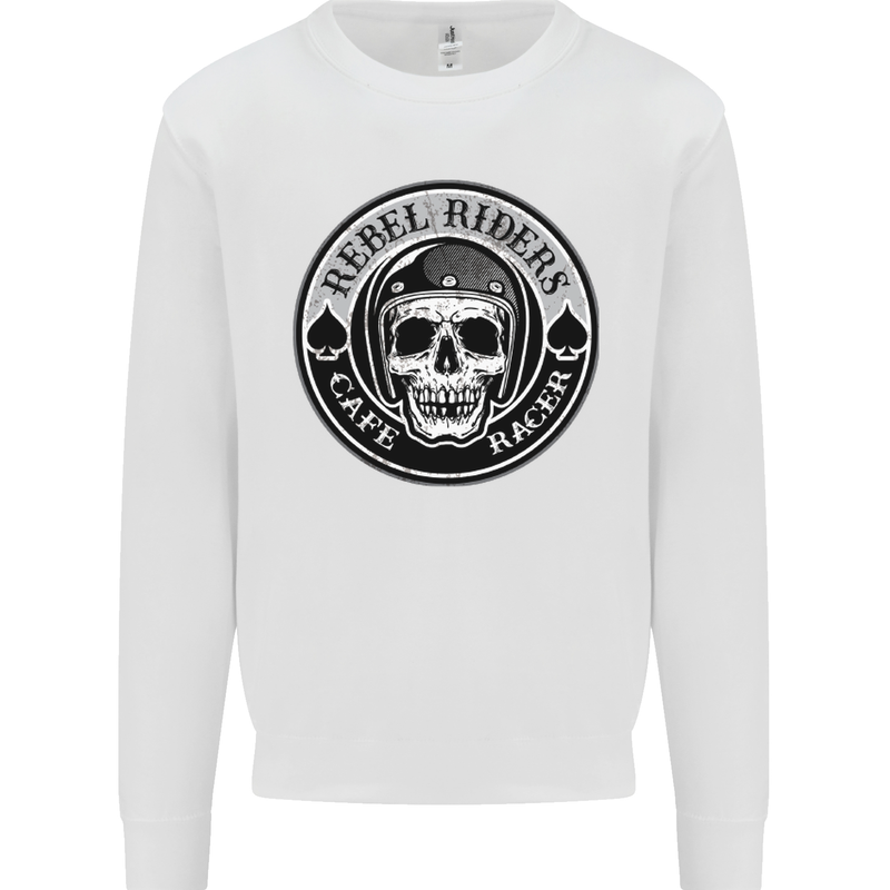 Rebel Cafe Racer Biker Motorbike Motorcycle Mens Sweatshirt Jumper White