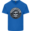 Rebel Cafe Racer Biker Motorbike Motorcycle Mens V-Neck Cotton T-Shirt Royal Blue