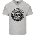 Rebel Cafe Racer Biker Motorbike Motorcycle Mens V-Neck Cotton T-Shirt Sports Grey