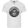Rebel Cafe Racer Biker Motorbike Motorcycle Mens V-Neck Cotton T-Shirt White