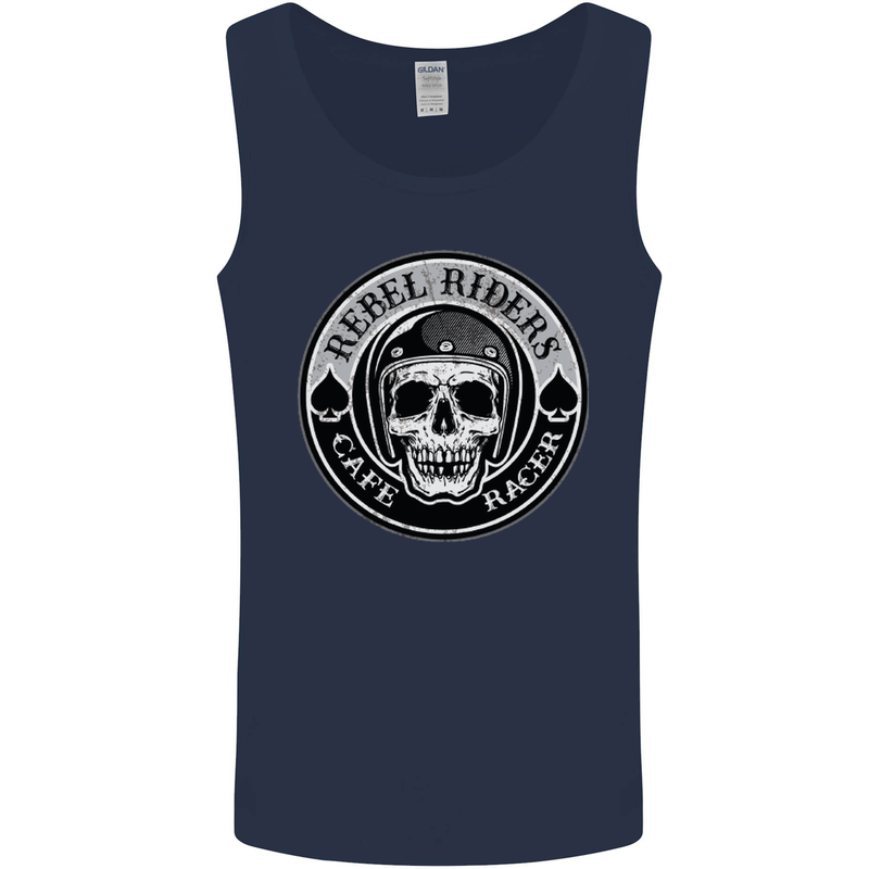 Rebel Cafe Racer Biker Motorbike Motorcycle Mens Vest Tank Top Navy Blue