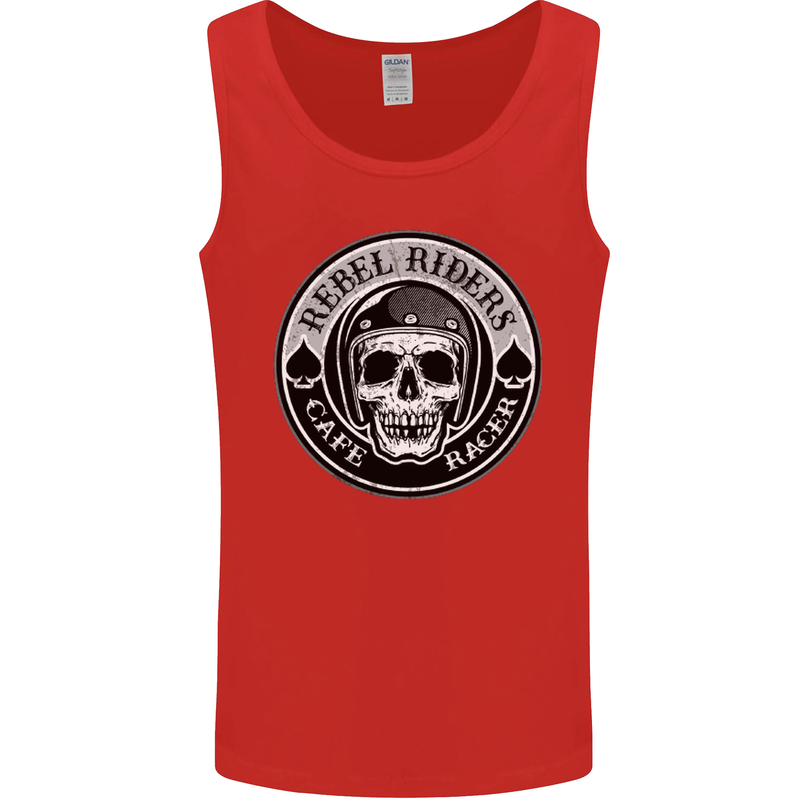 Rebel Cafe Racer Biker Motorbike Motorcycle Mens Vest Tank Top Red
