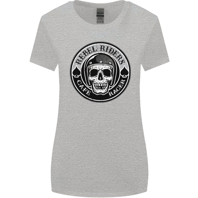 Rebel Cafe Racer Biker Motorbike Motorcycle Womens Wider Cut T-Shirt Sports Grey